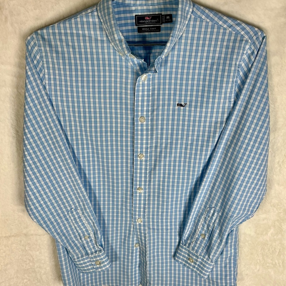 Vineyard Vines Blue and White Plaid Button Down Shirt - Picture 6 of 7